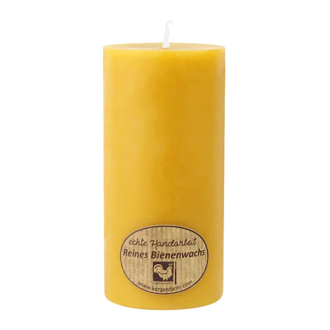 Stumpenkerze, 100% reines Bienenwachs, KERZENFARM HAHN, 135/65 mm, Brenndauer ca. 39h - luterne.shop
