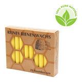 Baumkerzen, 100% reines Bienenwachs, KERZENFARM HAHN, 12/100 mm, Brenndauer ca. 1,15h, 20 Stück - luterne.shop