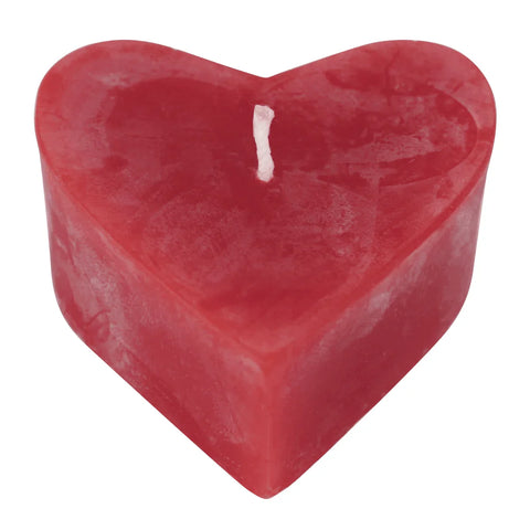 Bienenwachskerze in Herzform, 100% reines Bienenwachs, Rot, KERZENFARM HAHN, 28/65 mm, Brenndauer ca. 6,5h - luterne.shop