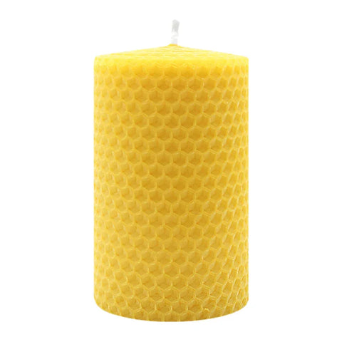 Waben-Stumpenkerze, 100% reines Bienenwachs, KERZENFARM HAHN, 100/58 mm, Brenndauer ca. 17h - luterne.shop