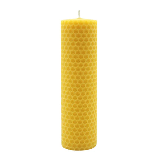 Waben-Stumpenkerze, 100% reines Bienenwachs, KERZENFARM HAHN, 150/40 mm, Brenndauer ca. 14h