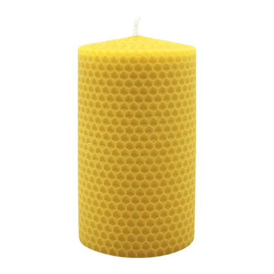 Waben-Stumpenkerze, 100% reines Bienenwachs, KERZENFARM HAHN, 125/75 mm, Brenndauer ca. 24h