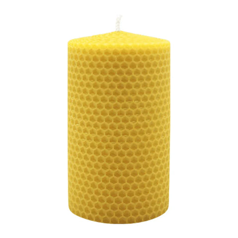 Waben-Stumpenkerze, 100% reines Bienenwachs, KERZENFARM HAHN, 125/75 mm, Brenndauer ca. 24h - luterne.shop