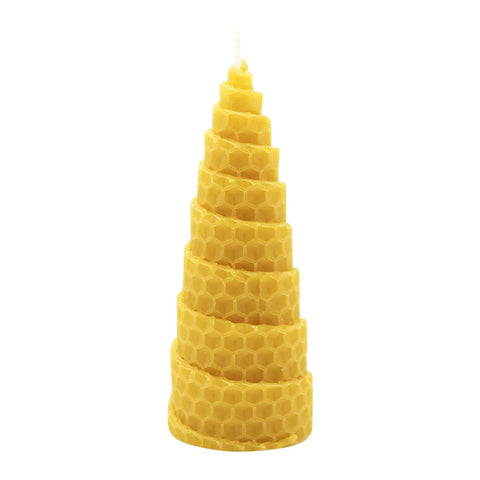 Waben-Spiralkerze, 100% reines Bienenwachs, KERZENFARM HAHN, 100/40 mm, Brenndauer ca. 4h - luterne.shop