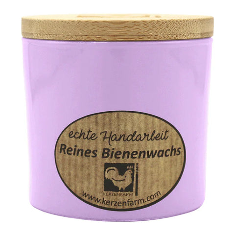 Bienenwachskerze im Glas, Lavendel, 100% reines Bienenwachs, KERZENFARM HAHN, 70/70 mm, Brenndauer ca. 17h - luterne.shop