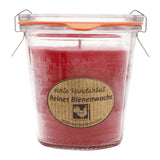 Bienenwachskerze im Weckglas, 100% reines Bienenwachs, Dunkelrot, KERZENFARM HAHN, 93/90 mm, 290 ml, Brenndauer ca. 36h - luterne.shop