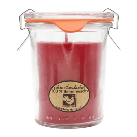 Bienenwachskerze im Weckglas, 100% reines Bienenwachs, Dunkelrot, KERZENFARM HAHN, 84/70 mm, 160 ml, Brenndauer ca. 20h - luterne.shop