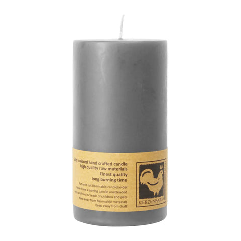 Stumpenkerze aus Paraffin, Grau, 50/90 mm, KERZENFARM HAHN, Brenndauer ca. 29h - luterne.shop