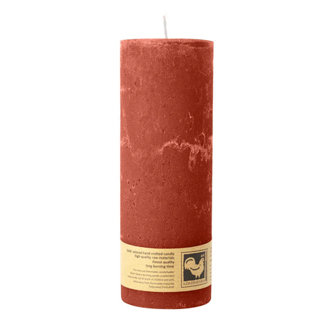 Stumpenkerze aus Paraffin, Rost, Country, 70/190 mm, KERZENFARM HAHN, Brenndauer ca. 72h - luterne.shop