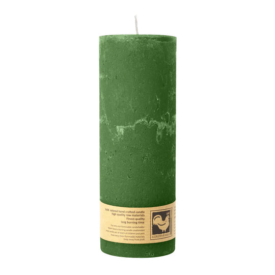 Stumpenkerze aus Paraffin, Dunkelgrün, Country, 70/190 mm, KERZENFARM HAHN, Brenndauer ca. 72h