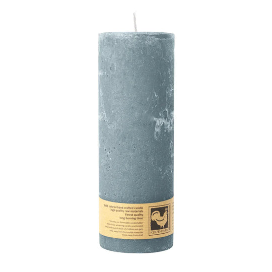 Stumpenkerze aus Paraffin, Grau, Country, 70/190 mm, KERZENFARM HAHN, Brenndauer ca. 72h