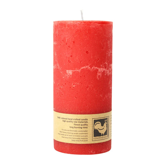 Stumpenkerze aus Paraffin, Rot, Country, 65/135 mm, KERZENFARM HAHN, Brenndauer ca. 54h
