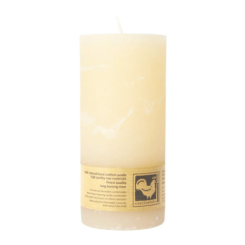 Stumpenkerze aus Paraffin, Creme, Country, 65/135 mm, KERZENFARM HAHN, Brenndauer ca. 54h - luterne.shop