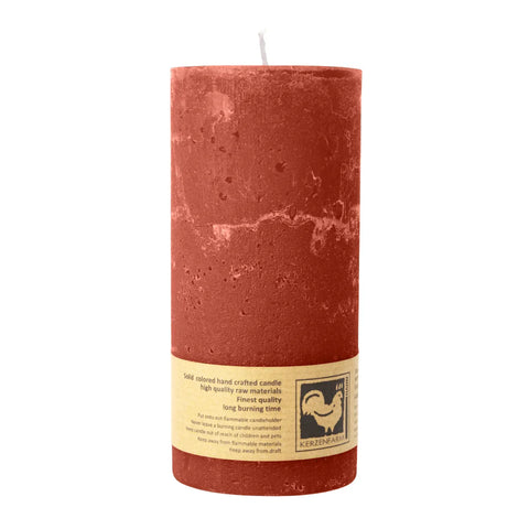 Stumpenkerze aus Paraffin, Rost, Country, 65/135 mm, KERZENFARM HAHN, Brenndauer ca. 54h - luterne.shop