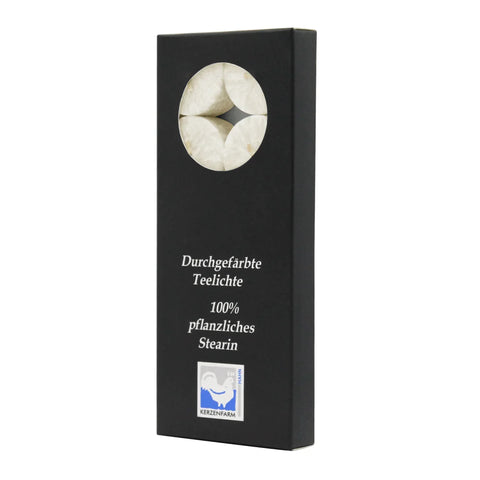 Teelichter aus Stearin, 18/38 mm, Elfenbein, KERZENFARM HAHN, Brenndauer ca. 4h, 10 Stück pro Verpackung - luterne.shop