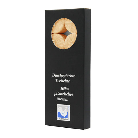 Teelichter aus Stearin, 18/38 mm, Orange, KERZENFARM HAHN, Brenndauer ca. 4h, 10 Stück pro Verpackung - luterne.shop