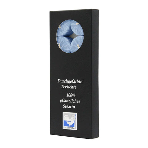 Teelichter aus Stearin, 18/38 mm, Blau, KERZENFARM HAHN, Brenndauer ca. 4h, 10 Stück pro Verpackung - luterne.shop