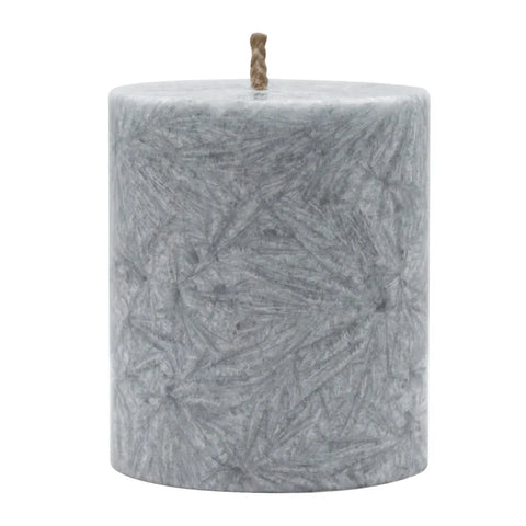 Stumpenkerze aus Stearin, Grau, 64/75 mm, 100% pflanzlicher Wachs, KERZENFARM HAHN, Brenndauer ca. 19,5h - luterne.shop