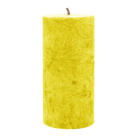 Stumpenkerze aus Stearin, Gelb, 64/135 mm, 100% pflanzlicher Wachs, KERZENFARM HAHN, Brenndauer ca. 41h - luterne.shop