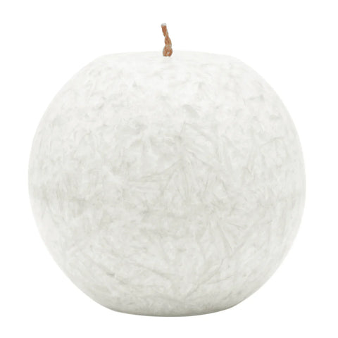 Kugelkerze aus Stearin, Weiß, Ø80 mm, 100% pflanzliches Wachs, KERZENFARM HAHN, Brenndauer ca. 25h - luterne.shop
