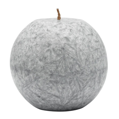 Kugelkerze aus Stearin, Grau, Ø80 mm, 100% pflanzliches Wachs, KERZENFARM HAHN, Brenndauer ca. 25h - luterne.shop