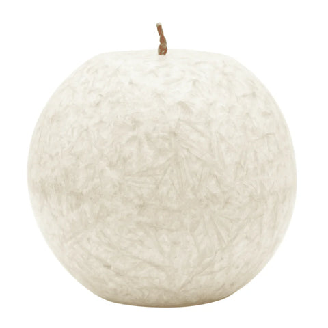 Kugelkerze aus Stearin, Elfenbein, Ø80 mm, 100% pflanzliches Wachs, KERZENFARM HAHN, Brenndauer ca. 25h - luterne.shop