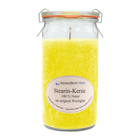 Duftkerze im XL-Weckglas®, 100% pflanzliches Stearin, 100% Natur, KERZENFARM HAHN, mit reinen ätherischen Ölen, Brenndauer ca. 40h - luterne.shop
