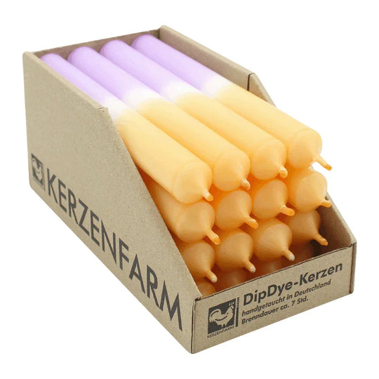 DIP DYE Stabkerzen Mandarin-Violett, 180/22 mm, KERZENFARM HAHN, Brenndauer 7h, 16 St.