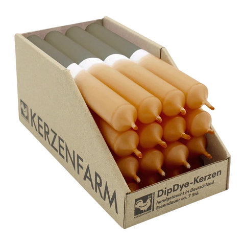 DIP DYE Stabkerzen Natur-Schlamm, 180/22 mm, KERZENFARM HAHN, 7h, 16 St.