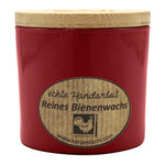 100% Bienenwachskerze im Glas 70/70 mm, Dunkelrot, KERZENFARM HAHN, Brenndauer 17h