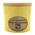 100% Bienenwachskerze im Glas 70/70 mm, Gelb, KERZENFARM HAHN, Brenndauer 17h