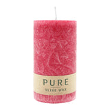 100% PURE, OLIVE WAX, vegane Stumpenkerze, Karminrot, WENZEL, 130/70 mm, Brenndauer ca. 59h - luterne.shop