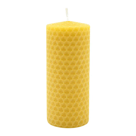 Waben-Stumpenkerze, 100% reines Bienenwachs, KERZENFARM HAHN, 100/40 mm, Brenndauer ca. 6h - luterne.shop
