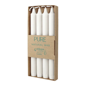 PURE NATURAL WAX Stabkerzen, Natural, WENZEL, 250/23 mm, Brenndauer ca. 10h, plastikfrei, 4 Stück