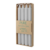 100% PURE, NATURAL WAX, Stabkerzen, Silbergrau, WENZEL, 250/23 mm, Brenndauer ca. 10h, plastikfreie Verpackung, 4 Stück - luterne.shop
