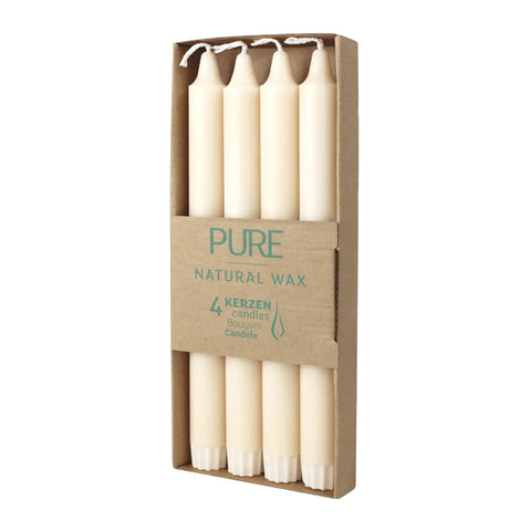 100% PURE, NATURAL WAX, Stabkerzen, Sahara, WENZEL, 250/23 mm, Brenndauer ca. 10h, plastikfreie Verpackung, 4 Stück - luterne.shop