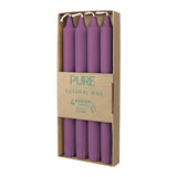 100% PURE, NATURAL WAX, Stabkerzen, Erika, WENZEL, 250/23 mm, Brenndauer ca. 10h, plastikfreie Verpackung, 4 Stück - luterne.shop