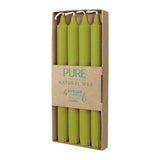 100% PURE, NATURAL WAX, Stabkerzen, Olive, WENZEL, 250/23 mm, Brenndauer ca. 10h, plastikfreie Verpackung, 4 Stück - luterne.shop