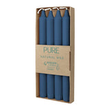 100% PURE, NATURAL WAX, Stabkerzen, Nachtblau, WENZEL, 250/23 mm, Brenndauer ca. 10h, plastikfreie Verpackung, 4 Stück - luterne.shop