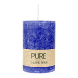 100% PURE, OLIVE WAX, vegane Stumpenkerze, Nachtblau, WENZEL, 90/60 mm, Brenndauer ca. 27h - luterne.shop