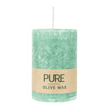 100% PURE, OLIVE WAX, vegane Stumpenkerze, Smaragd, WENZEL, 90/60 mm, Brenndauer ca. 27h - luterne.shop