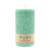 100% PURE, OLIVE WAX, vegane Stumpenkerze, Smaragd, WENZEL, 130/70 mm, Brenndauer ca. 59h - luterne.shop