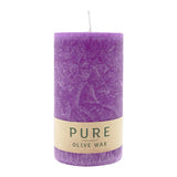 100% PURE, OLIVE WAX, vegane Stumpenkerze, Erika, WENZEL, 130/70 mm, Brenndauer ca. 59h - luterne.shop