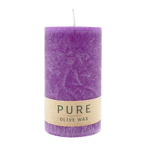 100% PURE, OLIVE WAX, vegane Stumpenkerze, Erika, WENZEL, 130/70 mm, Brenndauer ca. 59h - luterne.shop