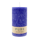 100% PURE, OLIVE WAX, vegane Stumpenkerze, Nachtblau, WENZEL, 130/70 mm, Brenndauer ca. 59h - luterne.shop