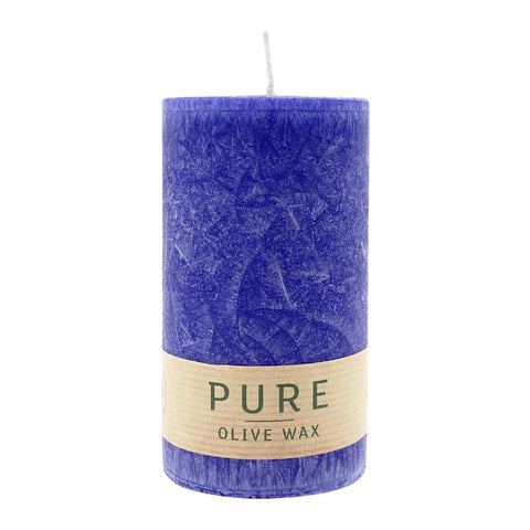 100% PURE, OLIVE WAX, vegane Stumpenkerze, Nachtblau, WENZEL, 130/70 mm, Brenndauer ca. 59h - luterne.shop