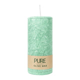 100% PURE, OLIVE WAX, vegane Stumpenkerze, Smaragd, WENZEL, 130/60 mm, Brenndauer ca. 40h - luterne.shop