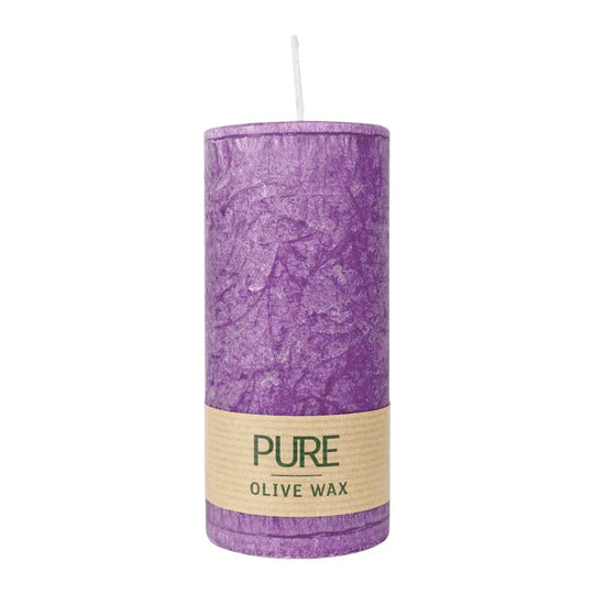 PURE OLIVE WAX, Erika, vegane Stumpenkerze, WENZEL, 130/60 mm, Brenndauer ca. 40h