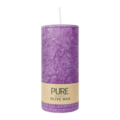 100% PURE, OLIVE WAX, vegane Stumpenkerze, Erika, WENZEL, 130/60 mm, Brenndauer ca. 40h - luterne.shop