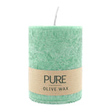 100% PURE, OLIVE WAX, vegane Stumpenkerze, Smaragd, WENZEL, 90/70 mm, Brenndauer ca. 40h - luterne.shop